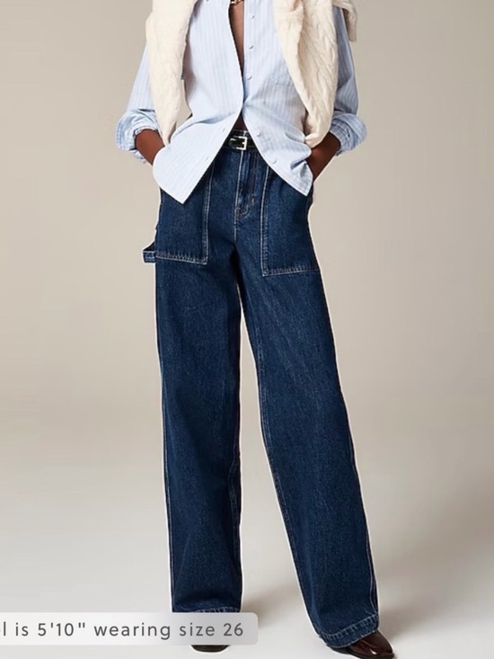 point sur Denim - Wide-Leg Dark Blue Denim Jeans - Casual Flare